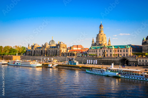 Summer view of the Old Town architecture with Elbe river in Dresden, Saxrony, Germany © Olena Zn