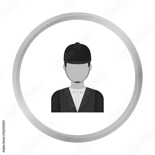 Jockey icon in monochrome style isolated on white background. Hippodrome and horse symbol stock vector illustration.