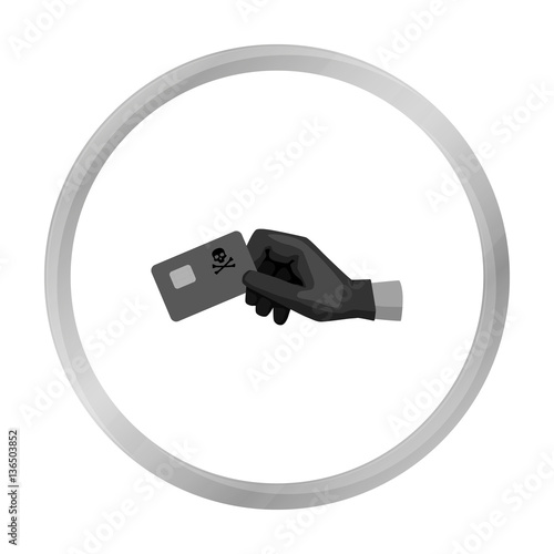 Credit card fraud icon in outline style isolated on white background. Hackers and hacking symbol stock vector illustration.