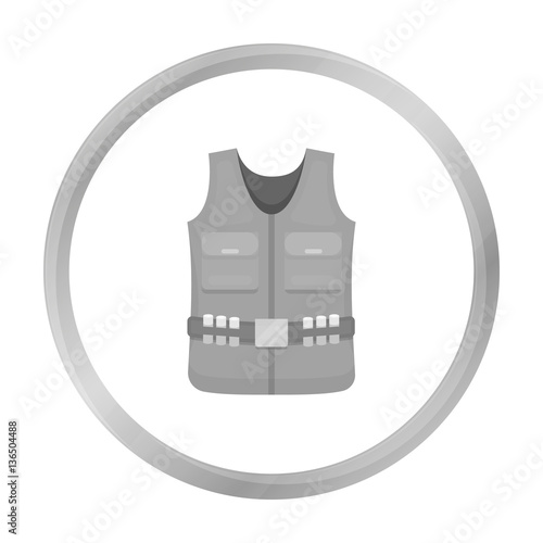 Hunting vest icon in monochrome style isolated on white background. Hunting symbol stock vector illustration.