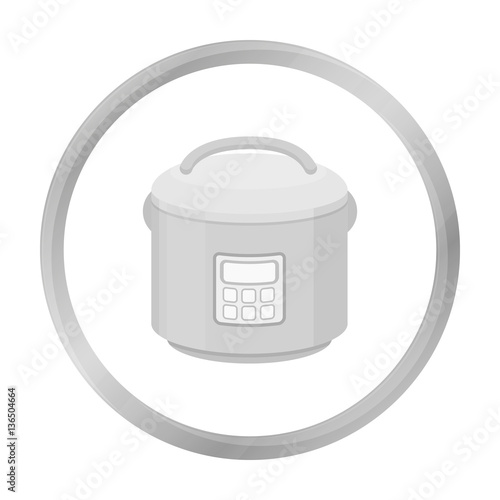 Multicooker icon in monochrome style isolated on white background. Household appliance symbol stock vector illustration.