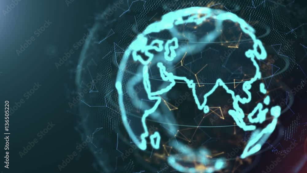 Holographic Earth Rotation 3d Render Holographic Earth Rotation 3d Render
