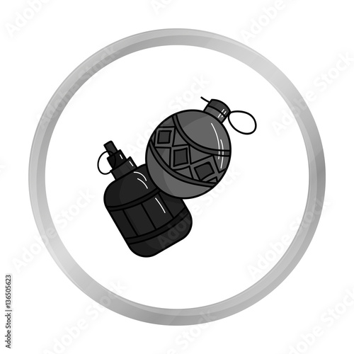 Paintball hand grenade icon in outline style isolated on white background. Paintball symbol stock vector illustration.