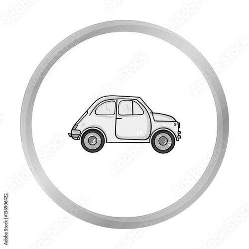 Italian retro car from Italy icon in monochrome style isolated on white background. Italy country symbol stock vector illustration.