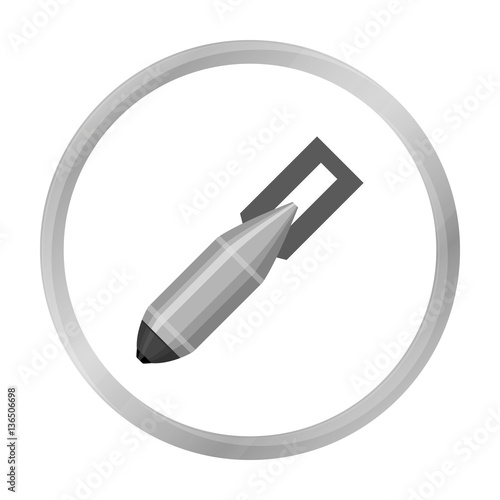 Military aerial bomb icon in monochrome style isolated on white background. Military and army symbol stock vector illustration