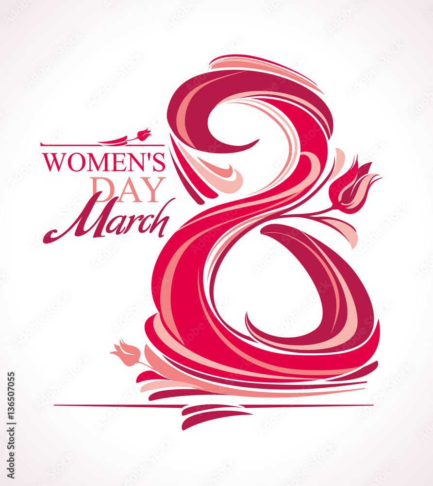 8 March vector card Eight with tulips. International Women's Day. 8 March vector card Eight with tulips. International Women's Day.