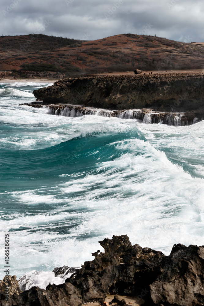 Heavy seas pound the north coast of Aruba