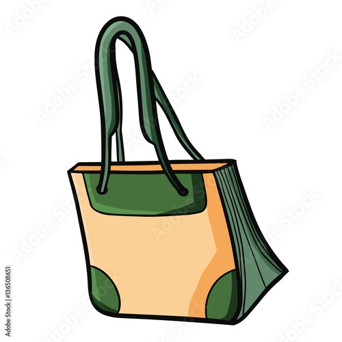 Funny and cute peach green woman bag - vector.