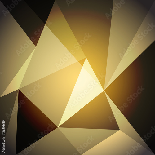 Low poly design element on gold gradient background © punsayaporn