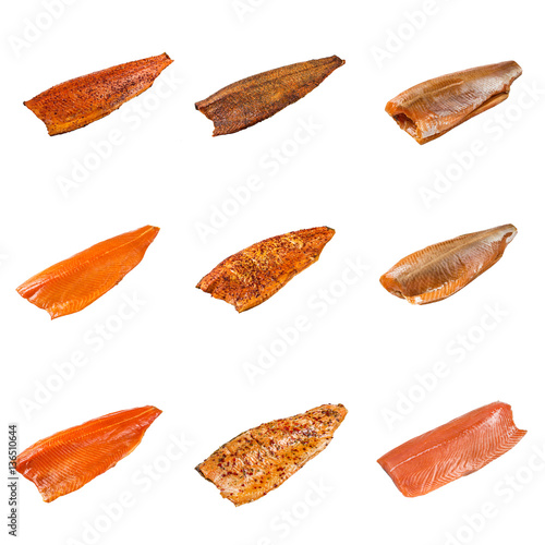 set of a different fillet salmon fish
