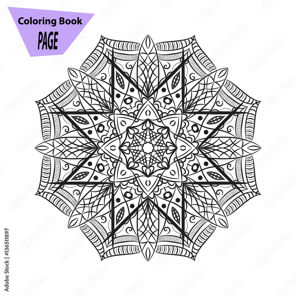 Mandala. Coloring page. Vintage decorative elements. Oriental pattern, vector illustration.b