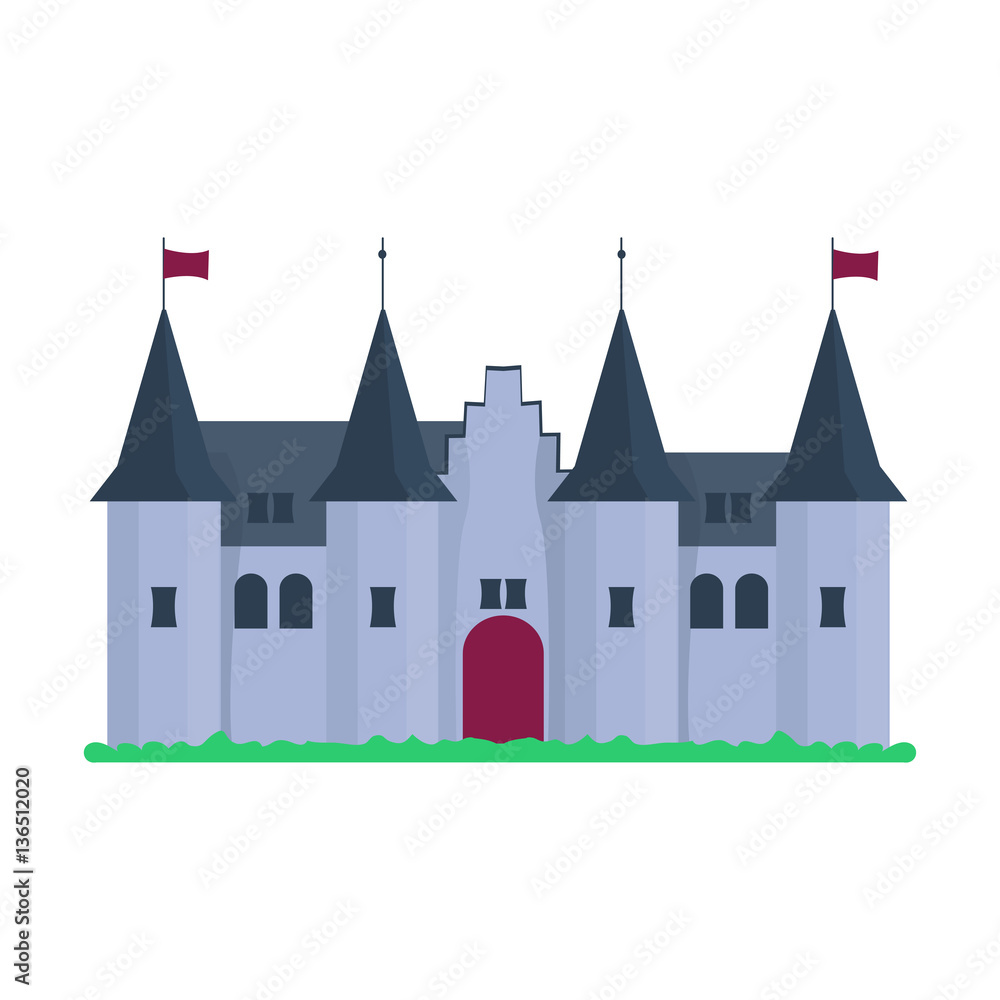 Cartoon castle architecture vector illustration