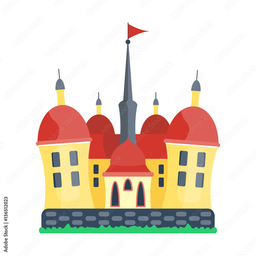 Cartoon castle architecture vector illustration
