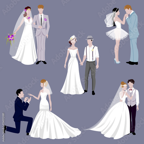 Wedding couple indoors is hugging each other vector.