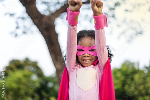Fototapeta Superheroes Cheerful Kids Expressing Positivity Concept