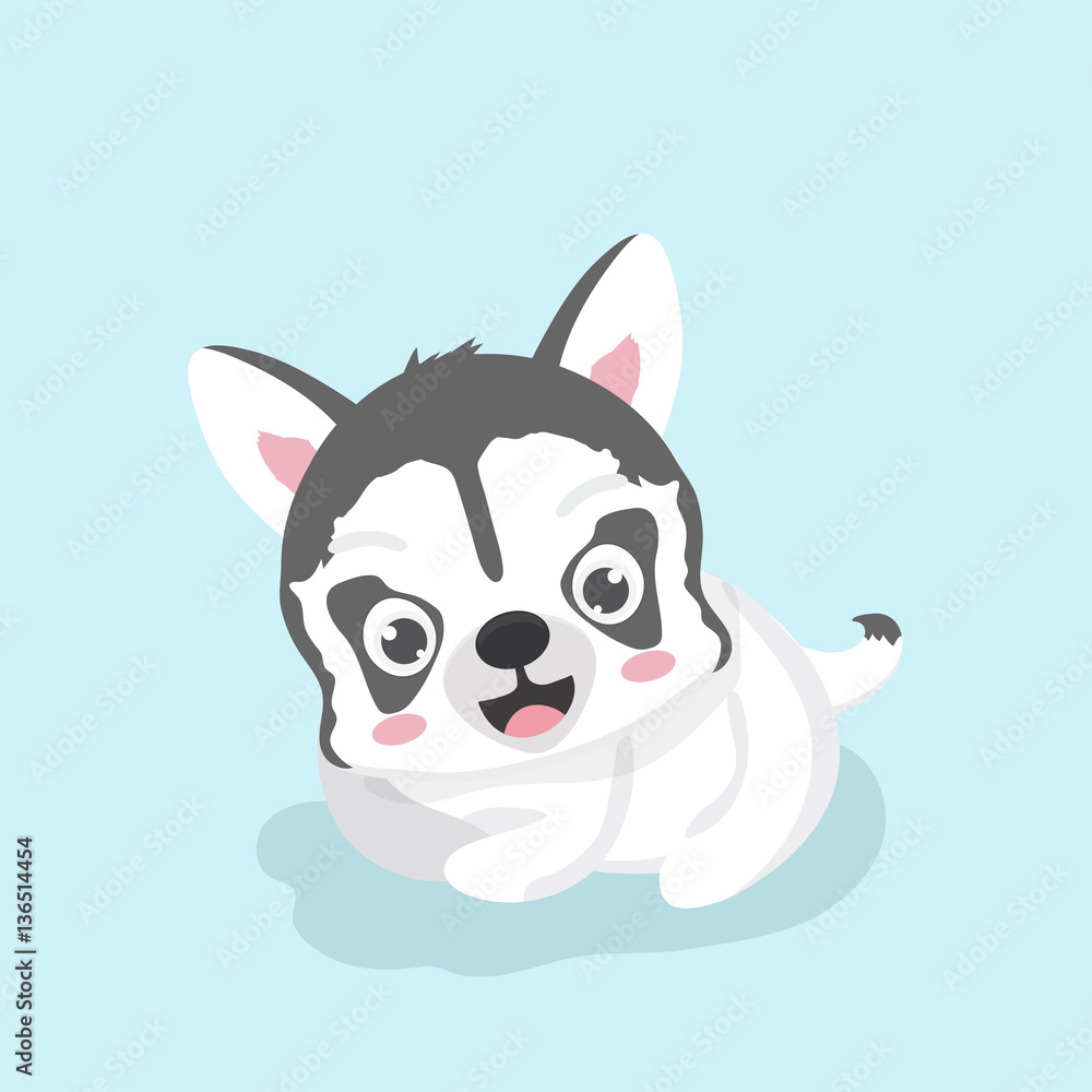 Cute cartoon siberian husky puppy.
Cute cartoon siberian husky puppy.