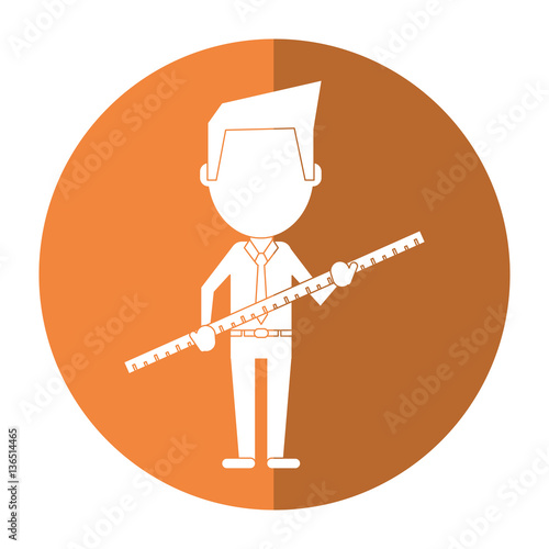 architec man construction ruler large shadow vector illustration eps 10