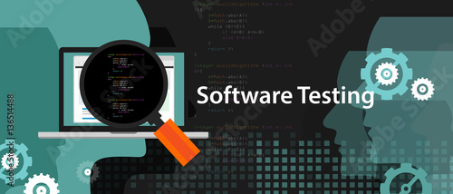 software testing looking closer close-up to the source code script to find bug