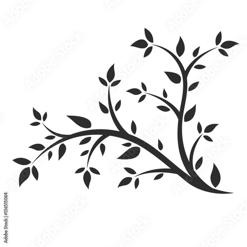 Abstract illustration - silhouette of a young tree, bush.