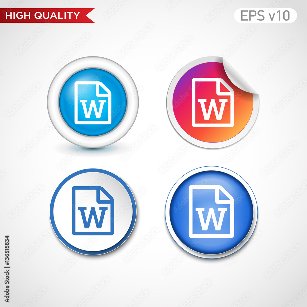 Word file icon. Button with word file icon. Modern UI vector.