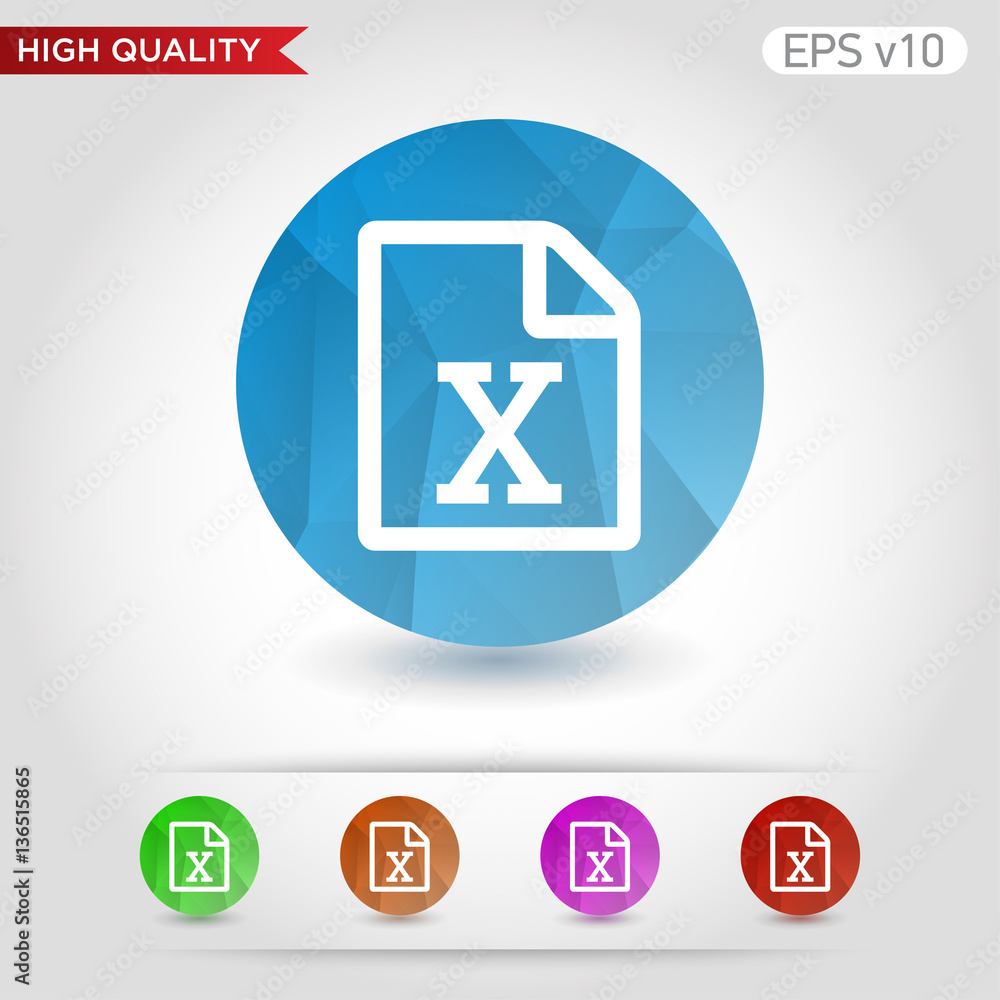 Excel file icon. Button with excel file icon. Modern UI vector. Excel file icon. Button with excel file icon. Modern UI vector.