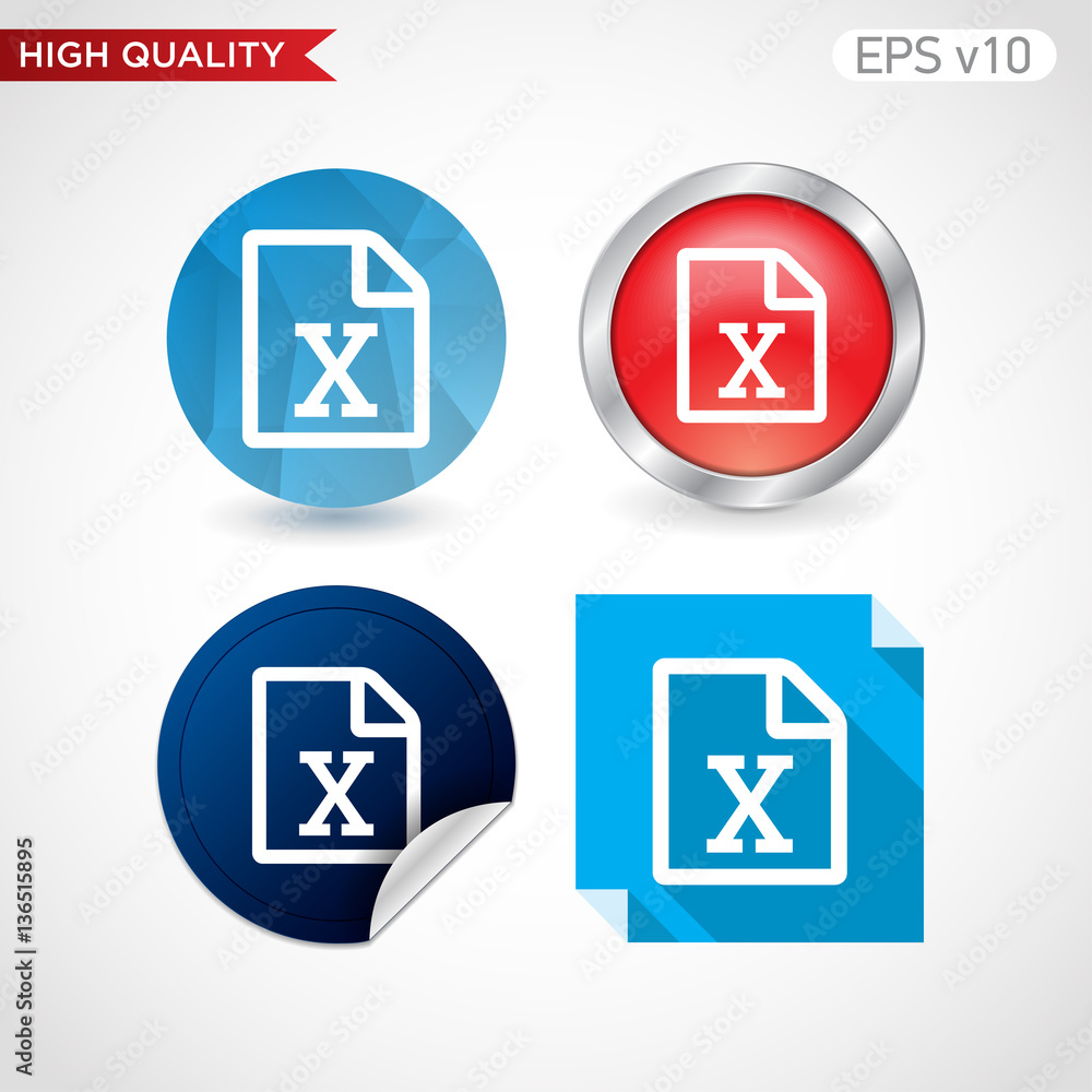 Excel file icon. Button with excel file icon. Modern UI vector. Excel file icon. Button with excel file icon. Modern UI vector.
