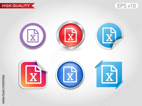 Excel file icon. Button with excel file icon. Modern UI vector.