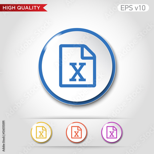 Excel file icon. Button with excel file icon. Modern UI vector.