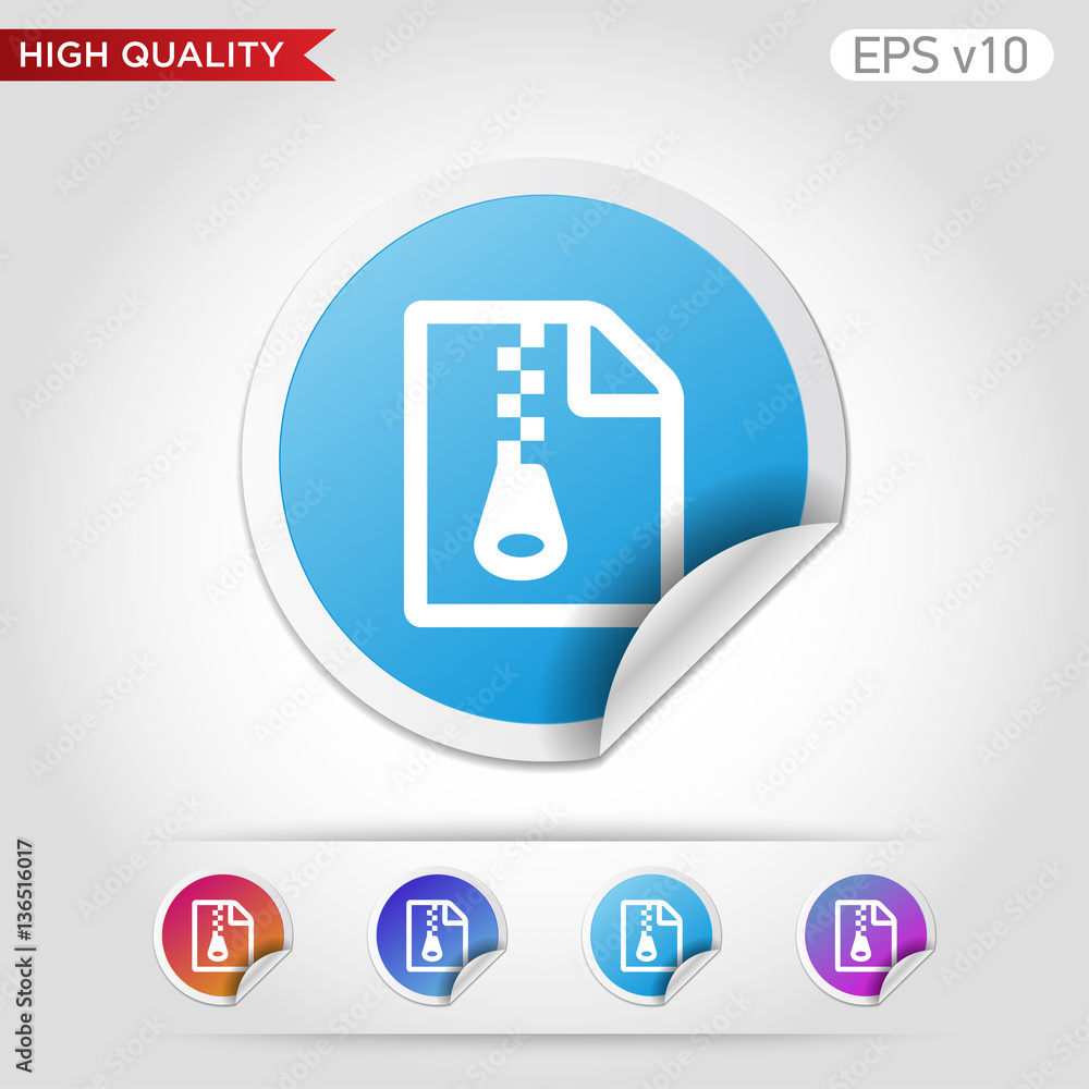 Zip file icon. Button with zip file icon. Modern UI vector. Zip file icon. Button with zip file icon. Modern UI vector.