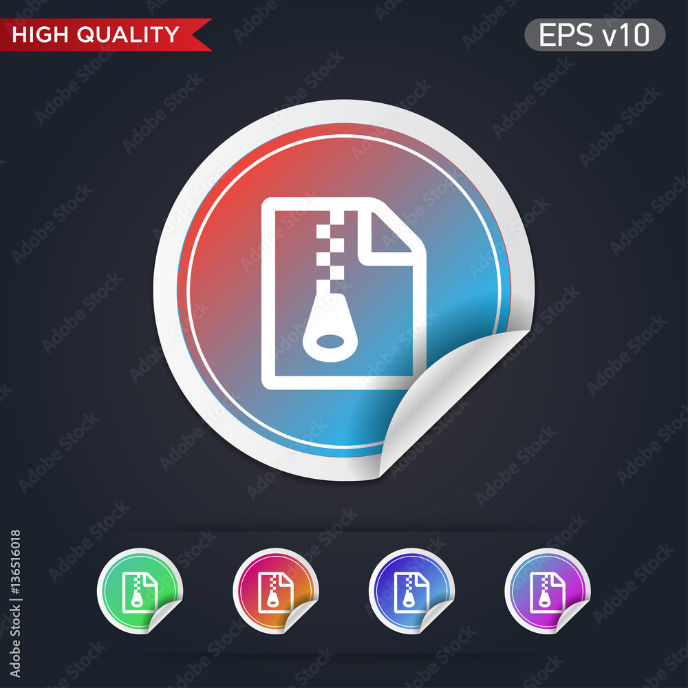 Zip file icon. Button with zip file icon. Modern UI vector. Zip file icon. Button with zip file icon. Modern UI vector.