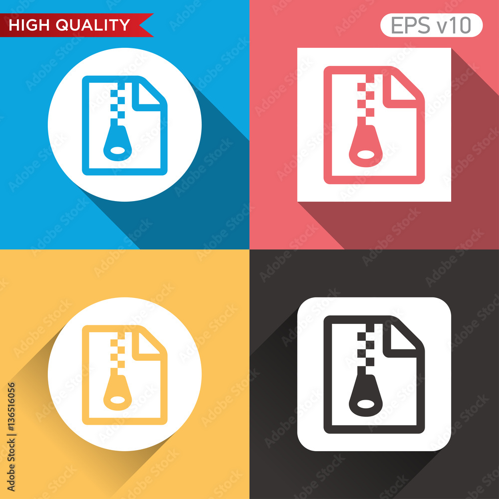 Zip file icon. Button with zip file icon. Modern UI vector. Zip file icon. Button with zip file icon. Modern UI vector.