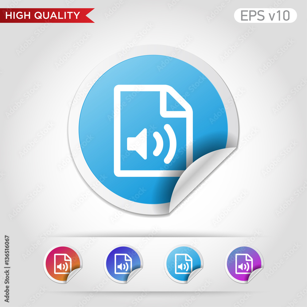 Audio file icon. Button with audio file icon. Modern UI vector. Audio file icon. Button with audio file icon. Modern UI vector.