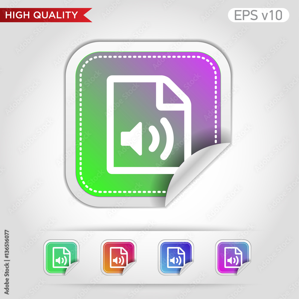 Audio file icon. Button with audio file icon. Modern UI vector. Audio file icon. Button with audio file icon. Modern UI vector.