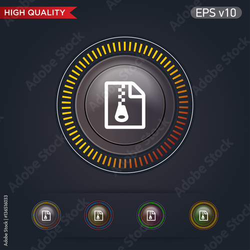Zip file icon. Button with zip file icon. Modern UI vector.