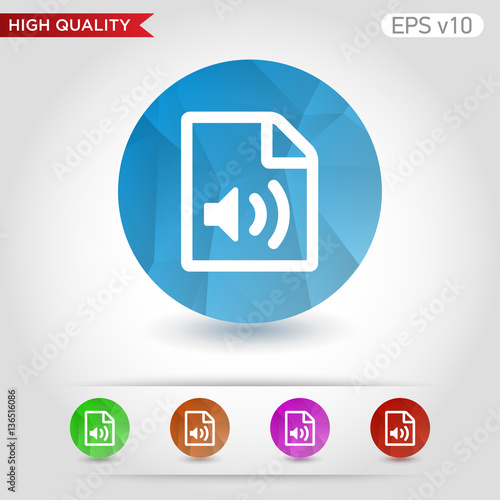 Audio file icon. Button with audio file icon. Modern UI vector.