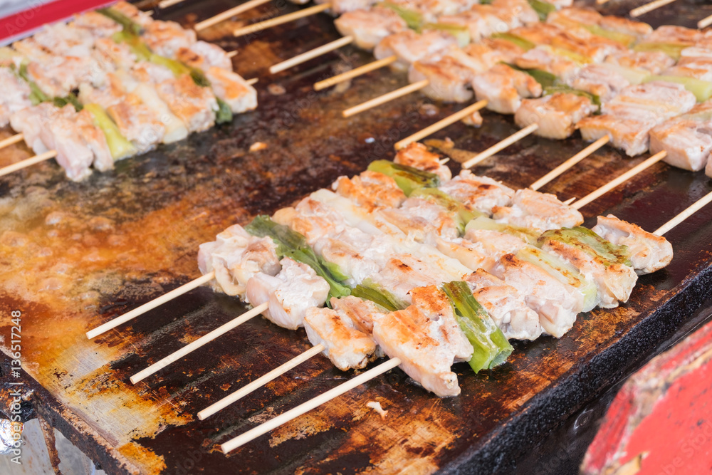 Traditional japanese yakitori chicken