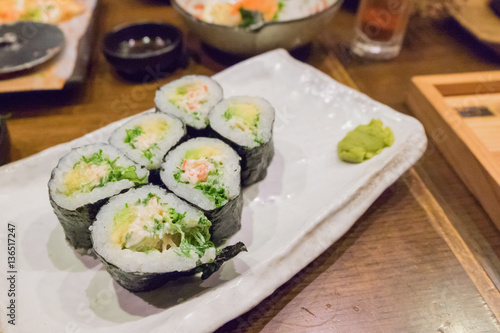 Roll avocado sushi set