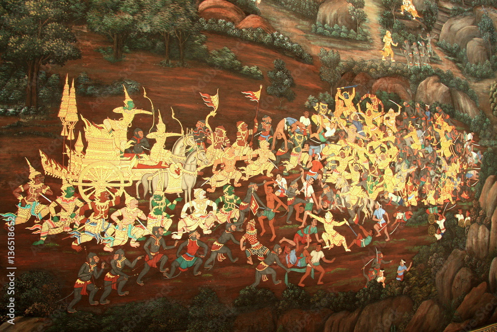 Obraz premium mural arts at grand palace bangkok T hailand