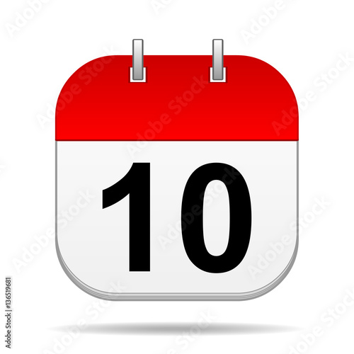 10 on blank calendar icon photo