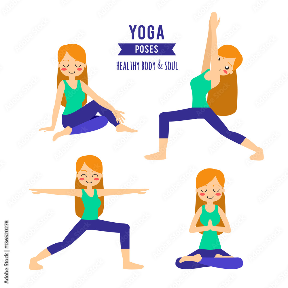 Vector illustration. Woman practicing yoga. In asana Vrikshasana. Vector illustration. Woman practicing yoga. In asana Vrikshasana.