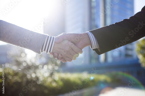 Male and female handshake