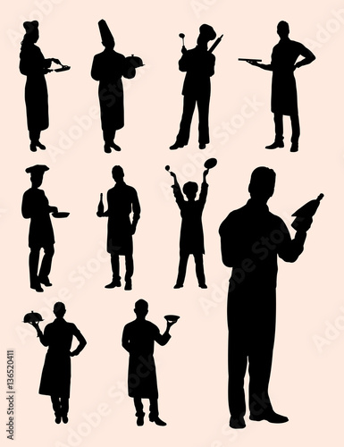 Chef, waiter, waitress silhouette. Good use for symbol, logo, mascot, web icon, sign, or any design you want.