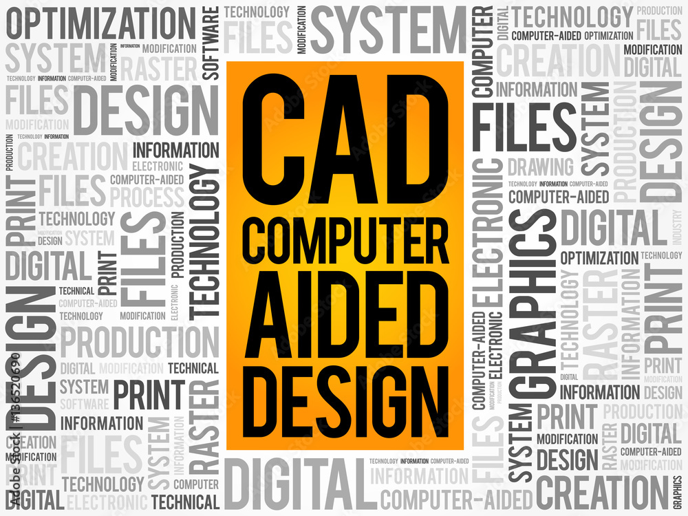 CAD - Computer Aided Design word cloud, business concept background