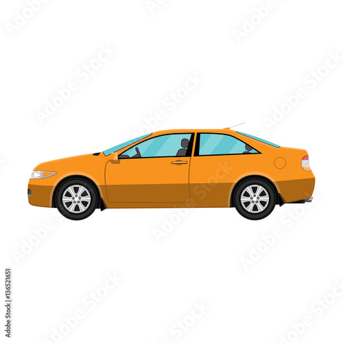 Generic orange coupe car isolated on white