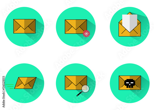 Set de íconos sobre email marketing en la web, estilo flat design