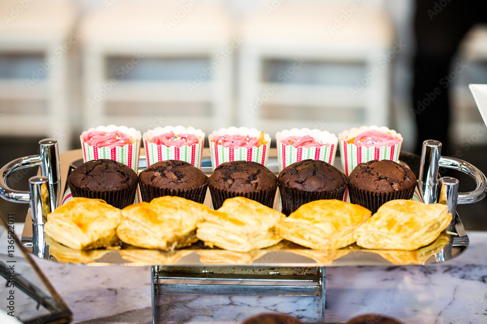 Fototapeta premium Snacks on the coffee table in the party.