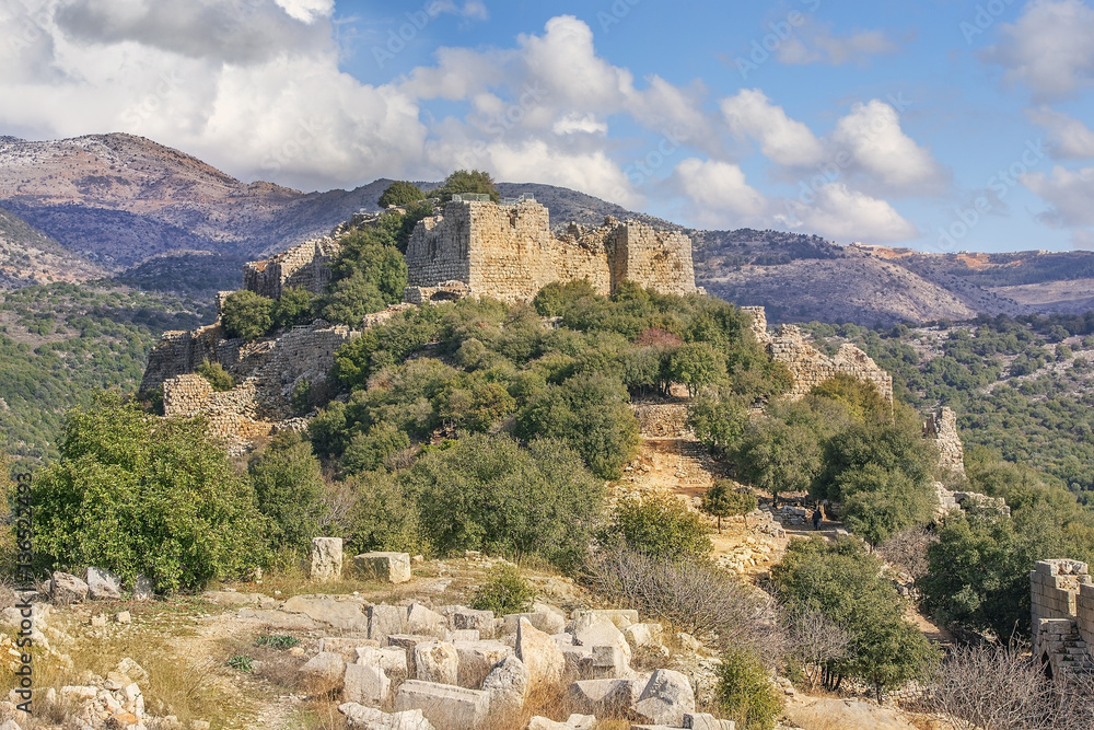 ruins of Nimrod fortress, medieval muslim castle situated on the southern slopes of Mount Hermon, Golan Heights, Israel