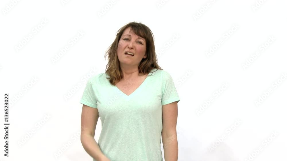 Model released woman with headache, sneezing in studio. Model released woman with headache, sneezing in studio.