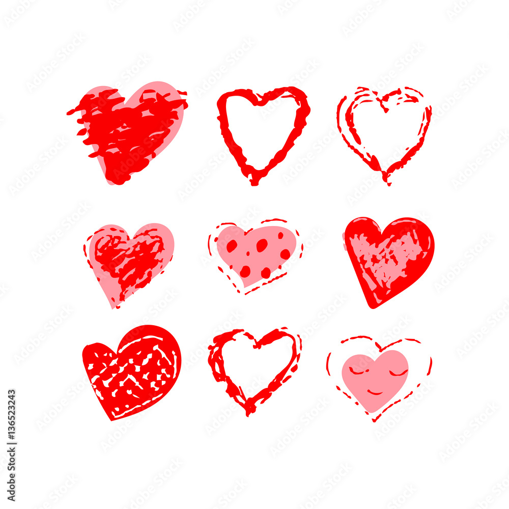 hand drawn grunge hearts hand drawn grunge hearts