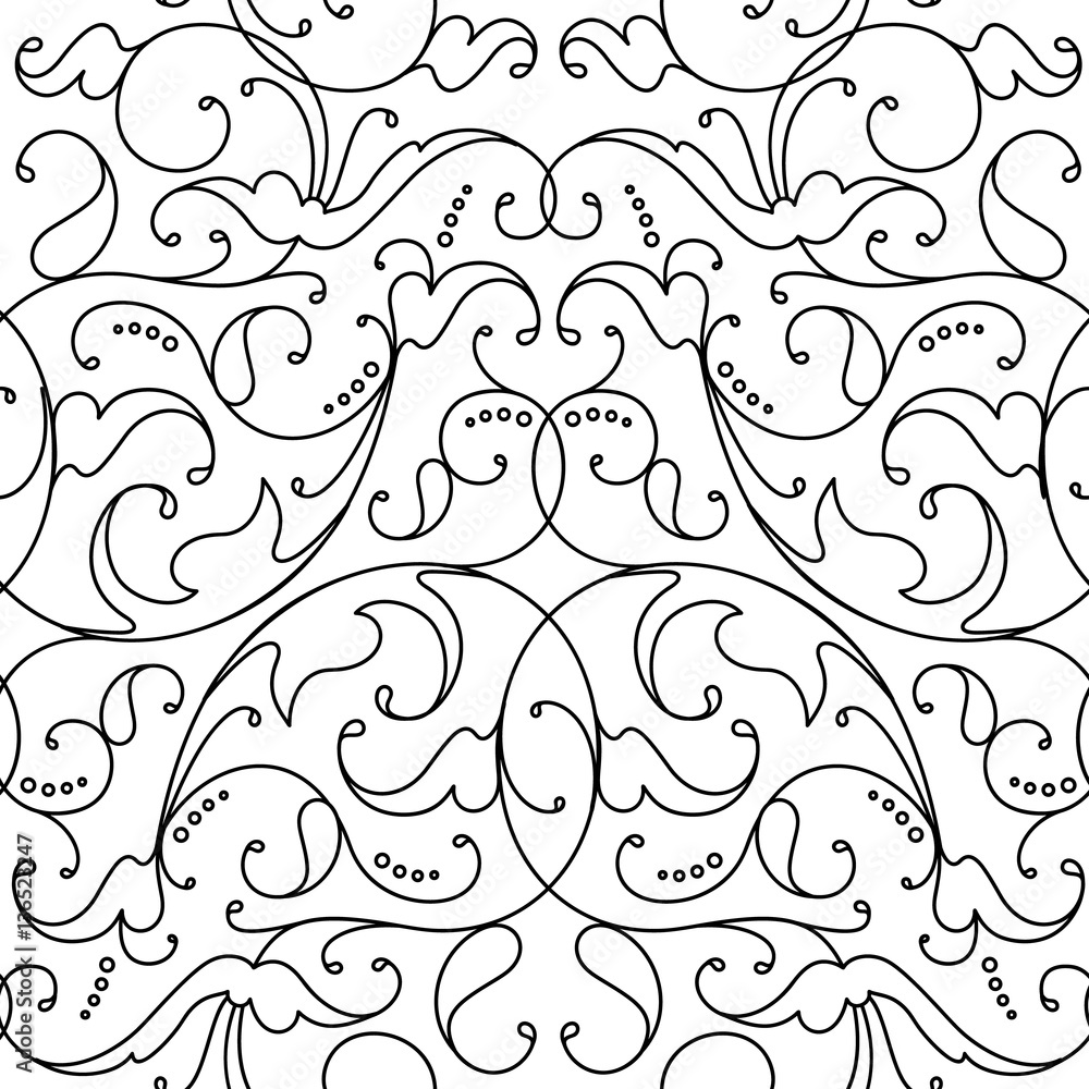 Damask seamless floral pattern black background Stock Vector Adobe Stock